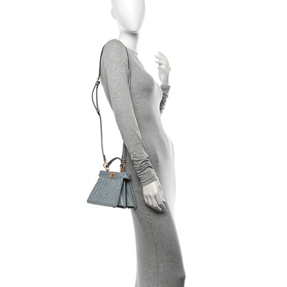 Fendi Paglia Vitello King Nappa Woven Petite Peekaboo I SEE U Satchel Anice 2 of 9