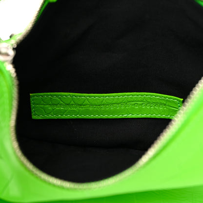 Balenciaga Extra Supple Calfskin Crocodile Embossed Le Cagole Shoulder Bag XS Acid Green 7 of 13
