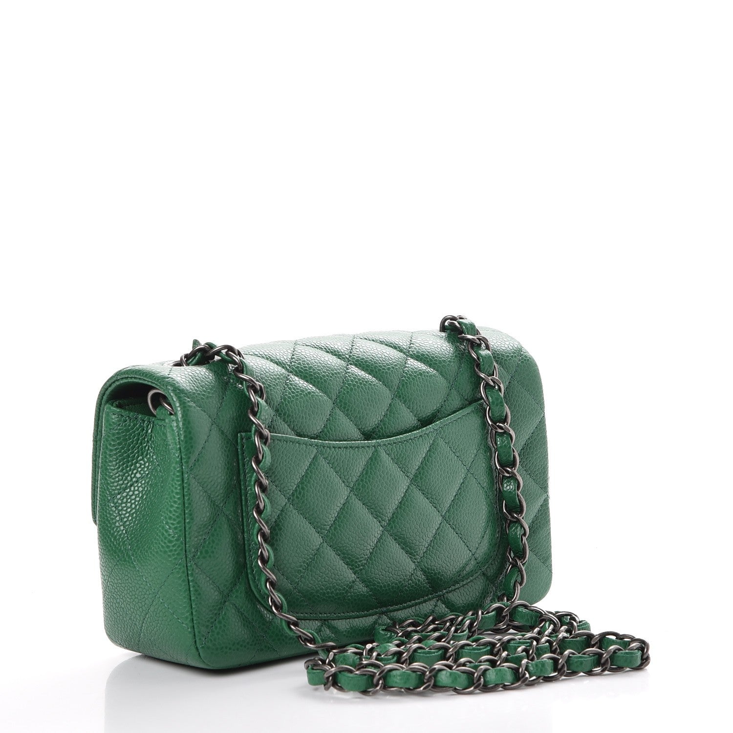 Chanel Caviar Quilted Mini Rectangular Flap Green 3 of 8