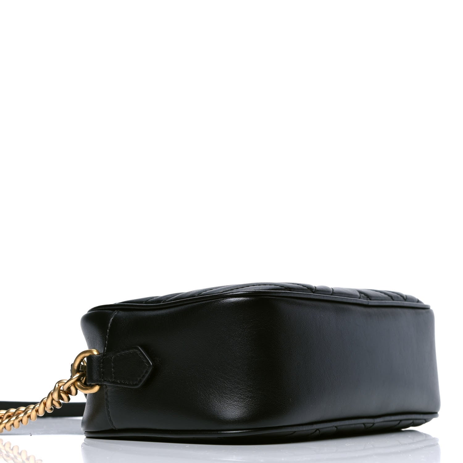 Gucci Calfskin Matelasse Small GG Marmont Chain Shoulder Bag Black 3 of 4