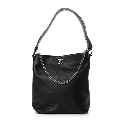 Chanel Calfskin Stitched Over & Over Hobo Black 1 of 4
