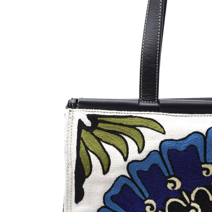 Loewe Canvas Calfskin Print Floral Cushion Tote Peacock Blue 8 of 8