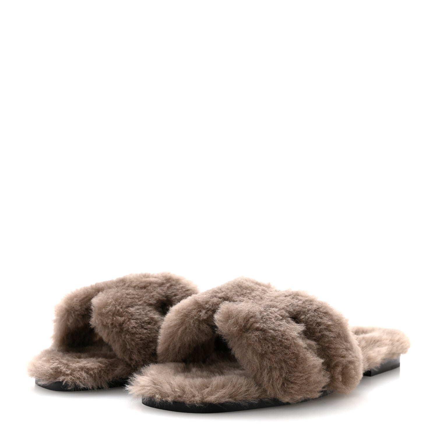 Hermes Woolskin Oran Sandals 40 Etoupe 4 of 9