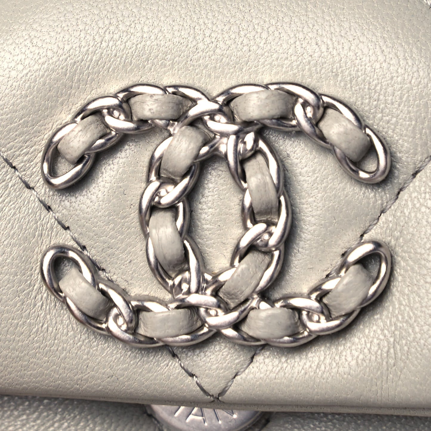 Lambskin Quilted Chanel 19 Flap Belt Bag Grey