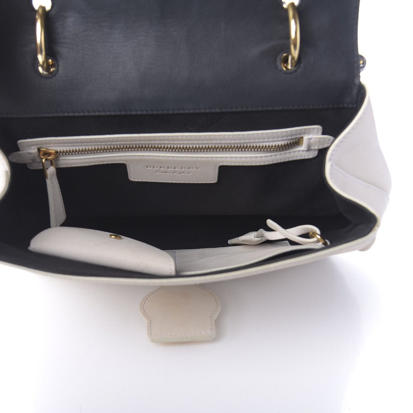 Trench Calfskin Medium DK88 Top Handle Bag Ivory Navy