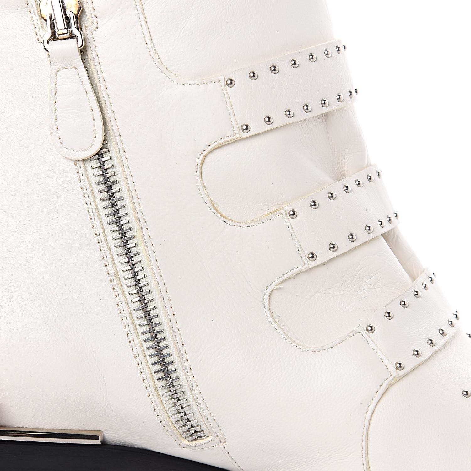 Chloe Nappa Sheepskin Studded Susanna Ankle Boots 39 Cloudy White 7 of 10