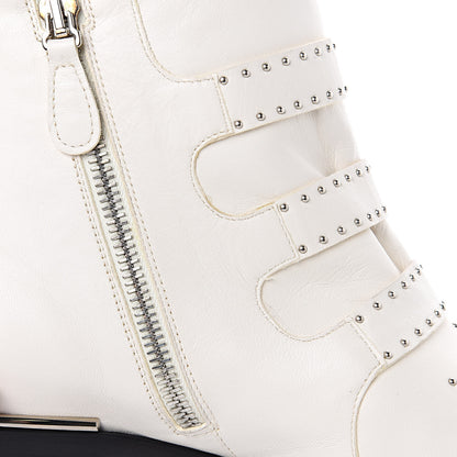Chloe Nappa Sheepskin Studded Susanna Ankle Boots 39 Cloudy White 7 of 10