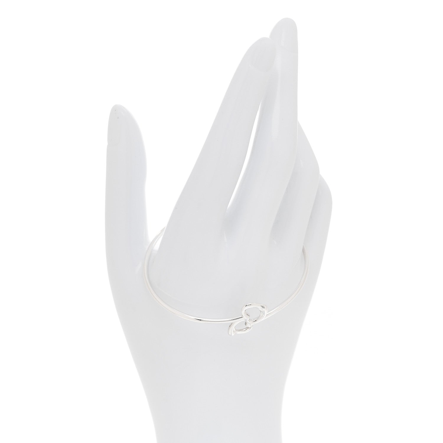 Tiffany Sterling Silver Elsa Peretti Double Open Heart Bangle Bracelet 2 of 4