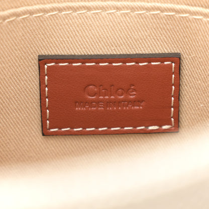 Chloe Cotton Calfskin Small Woody Ribbon Tote White Brown 6 of 10
