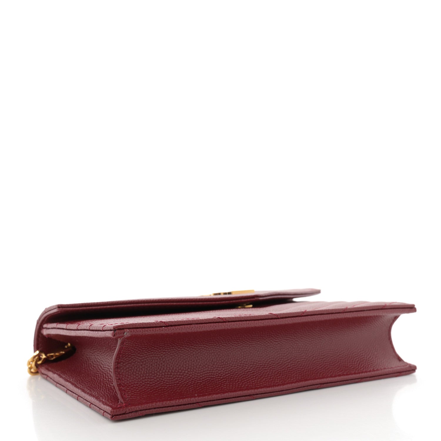 Saint Laurent Grain De Poudre Matelasse Chevron Monogram Envelope Chain Wallet Opyum Red 4 of 11