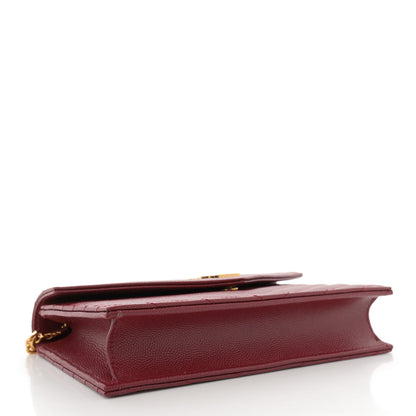 Saint Laurent Grain De Poudre Matelasse Chevron Monogram Envelope Chain Wallet Opyum Red 4 of 11
