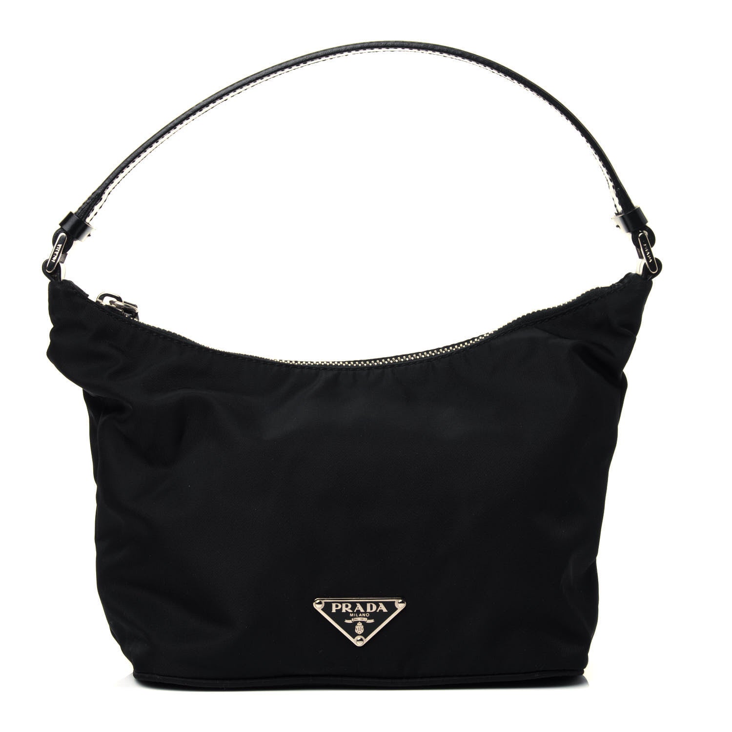 Prada Tessuto Nylon Calfskin Hobo Black 1 of 4
