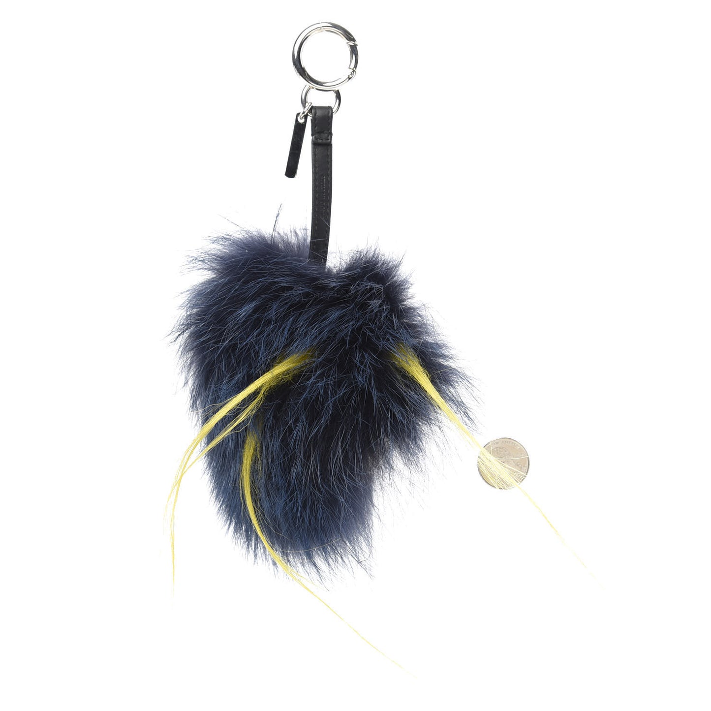 Fox Mink Rabbit Fur Monster Bag Bug Charm Blue Yellow