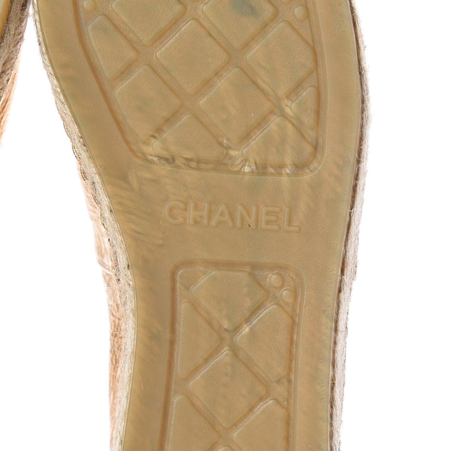 Metallic Lambskin Grosgrain CC Espadrilles 39 Gold Black