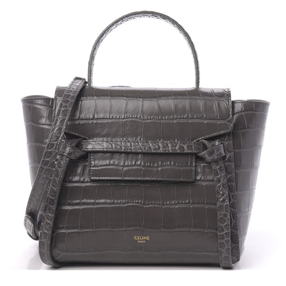 Celine Calfskin Crocodile Embossed Nano Belt Bag Grey 1 of 10