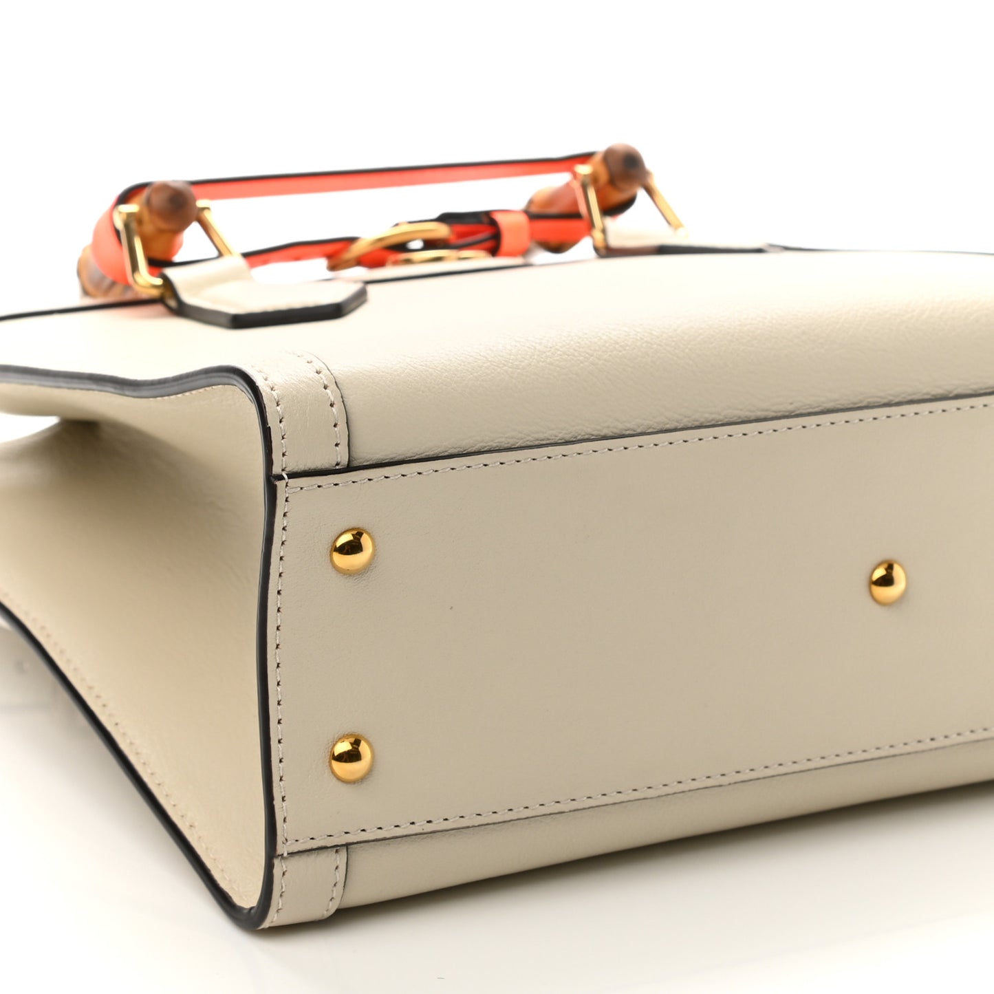 Wonka Grain Calfskin Small Diana Tote Bag Mystic White Orange Fluo