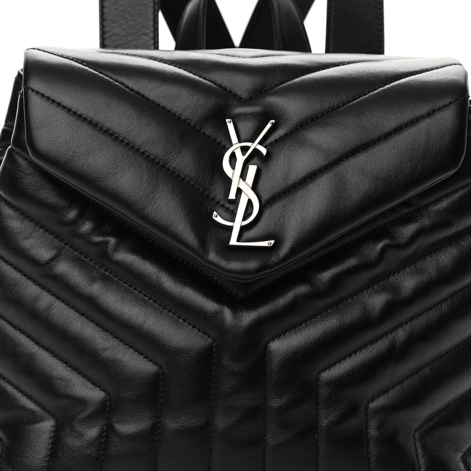 Saint Laurent Calfskin Y Quilted Monogram Small Loulou Backpack Black 8 of 12