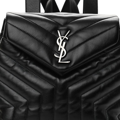 Saint Laurent Calfskin Y Quilted Monogram Small Loulou Backpack Black 8 of 12