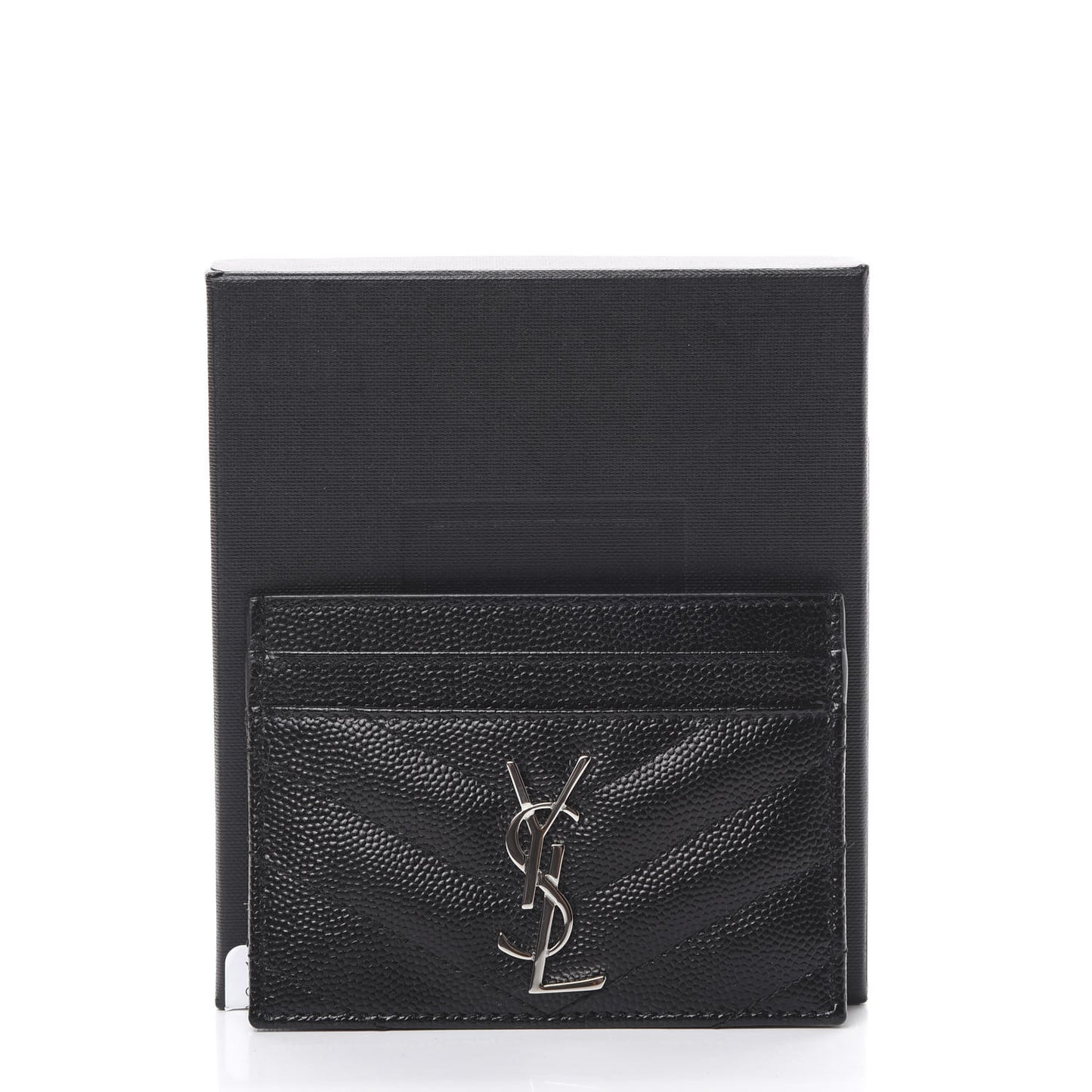 Grain De Poudre Matelasse Chevron Monogram Credit Card Case Black