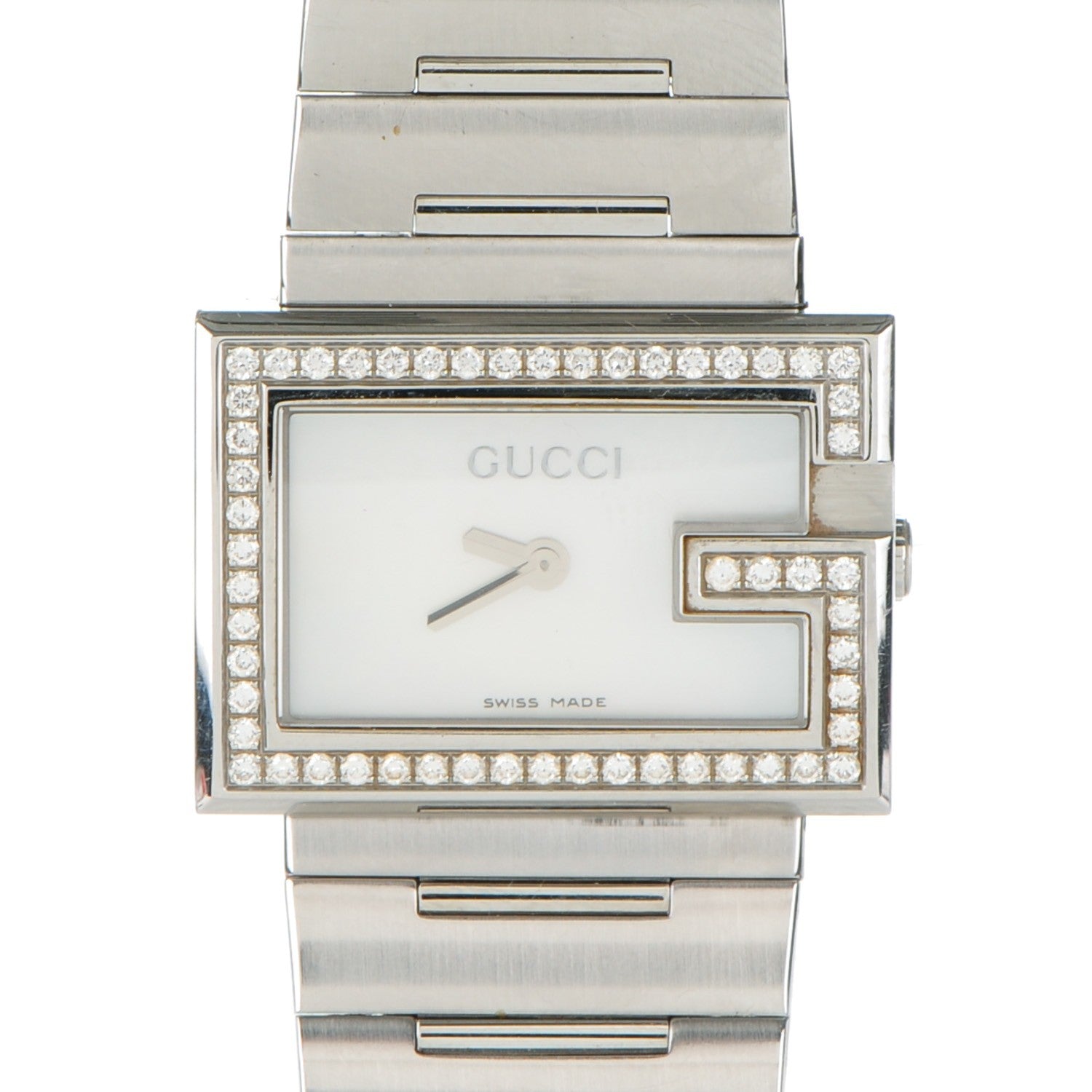 Gucci Stainless Steel Diamond Bezel Mother of Pearl 31mm 100L Quartz Watch 1 of 8