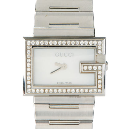 Gucci Stainless Steel Diamond Bezel Mother of Pearl 31mm 100L Quartz Watch 1 of 8