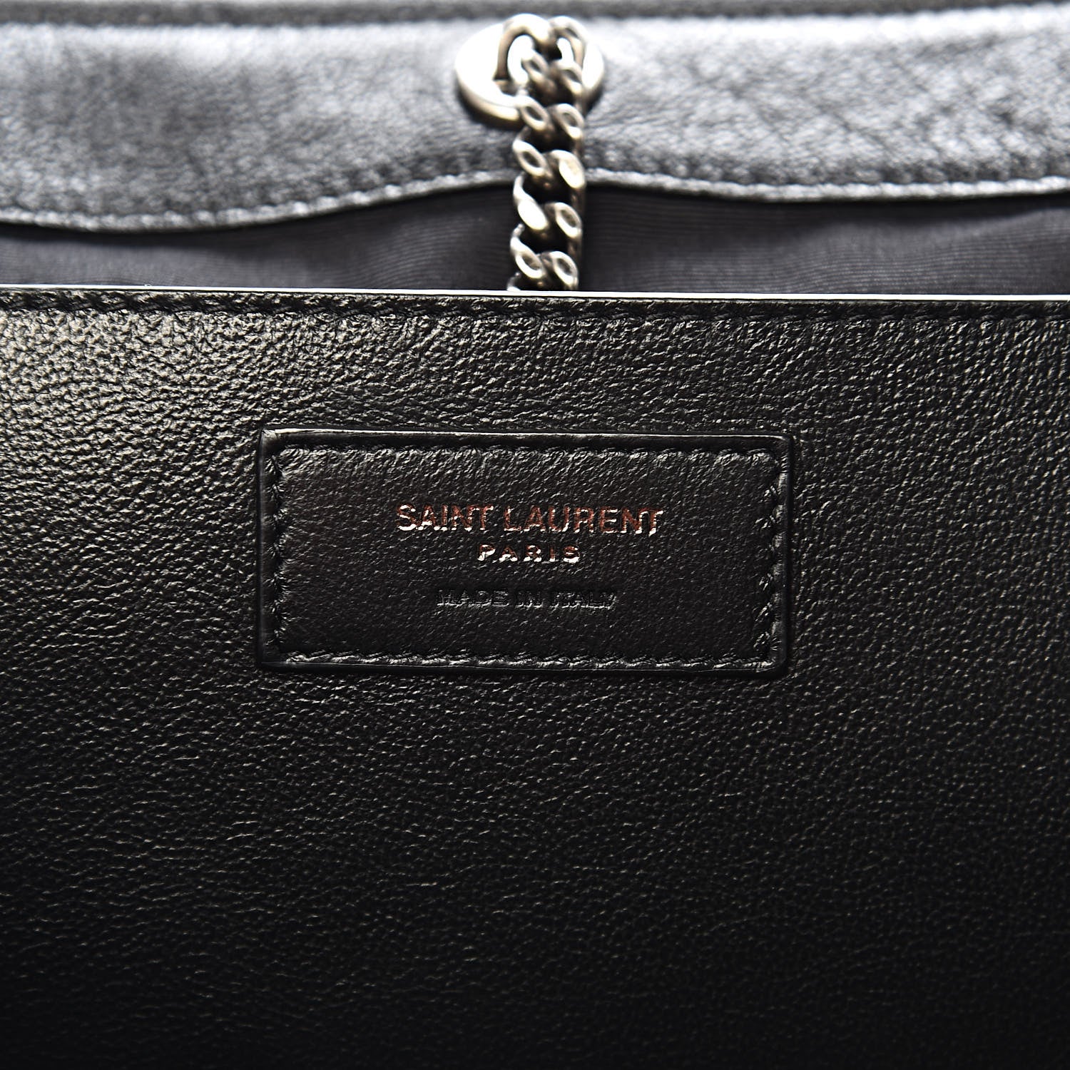 Saint Laurent Pebbled Lambskin Chevron Monogram Small Nolita Black 6 of 9