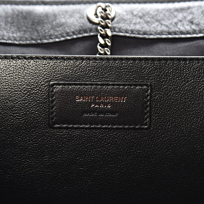 Saint Laurent Pebbled Lambskin Chevron Monogram Small Nolita Black 6 of 9