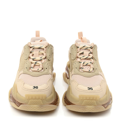 Balenciaga Fabric Mesh Clear Sole Womens Triple S Sneakers 36 Beige 2 of 8