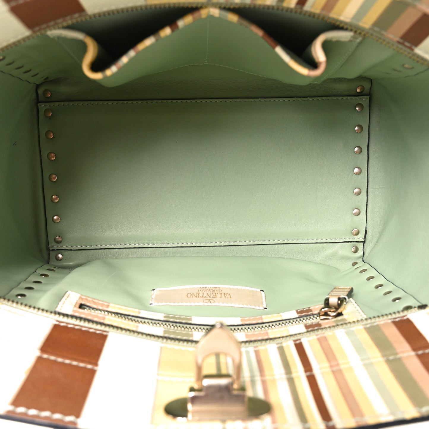 Vitello Native Couture 1975 Small Rockstud Double Handle Tote Multicolor