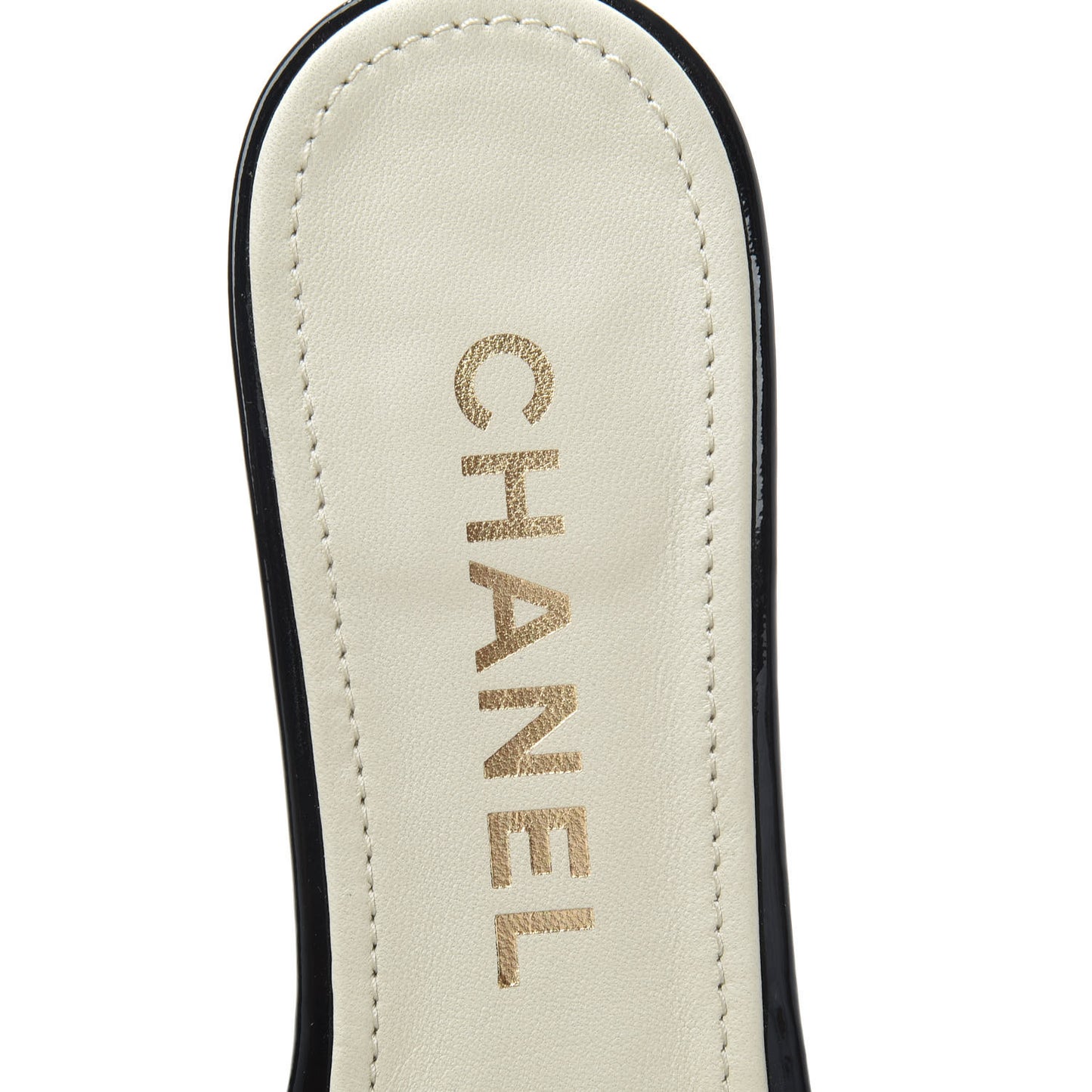 Mesh Patent Calfskin CC Sandal Mule 37 Black