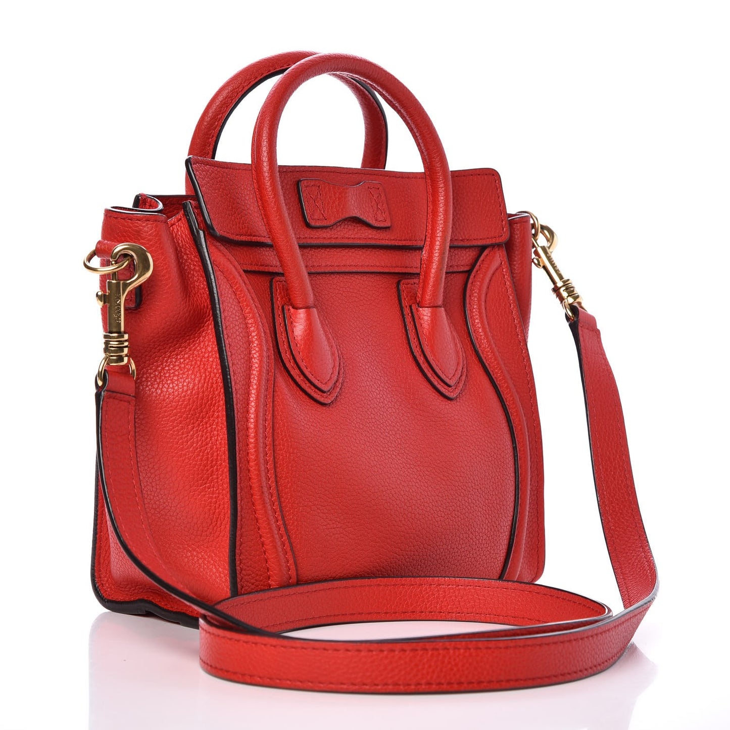 Drummed Calfskin Nano Luggage Coquelicot