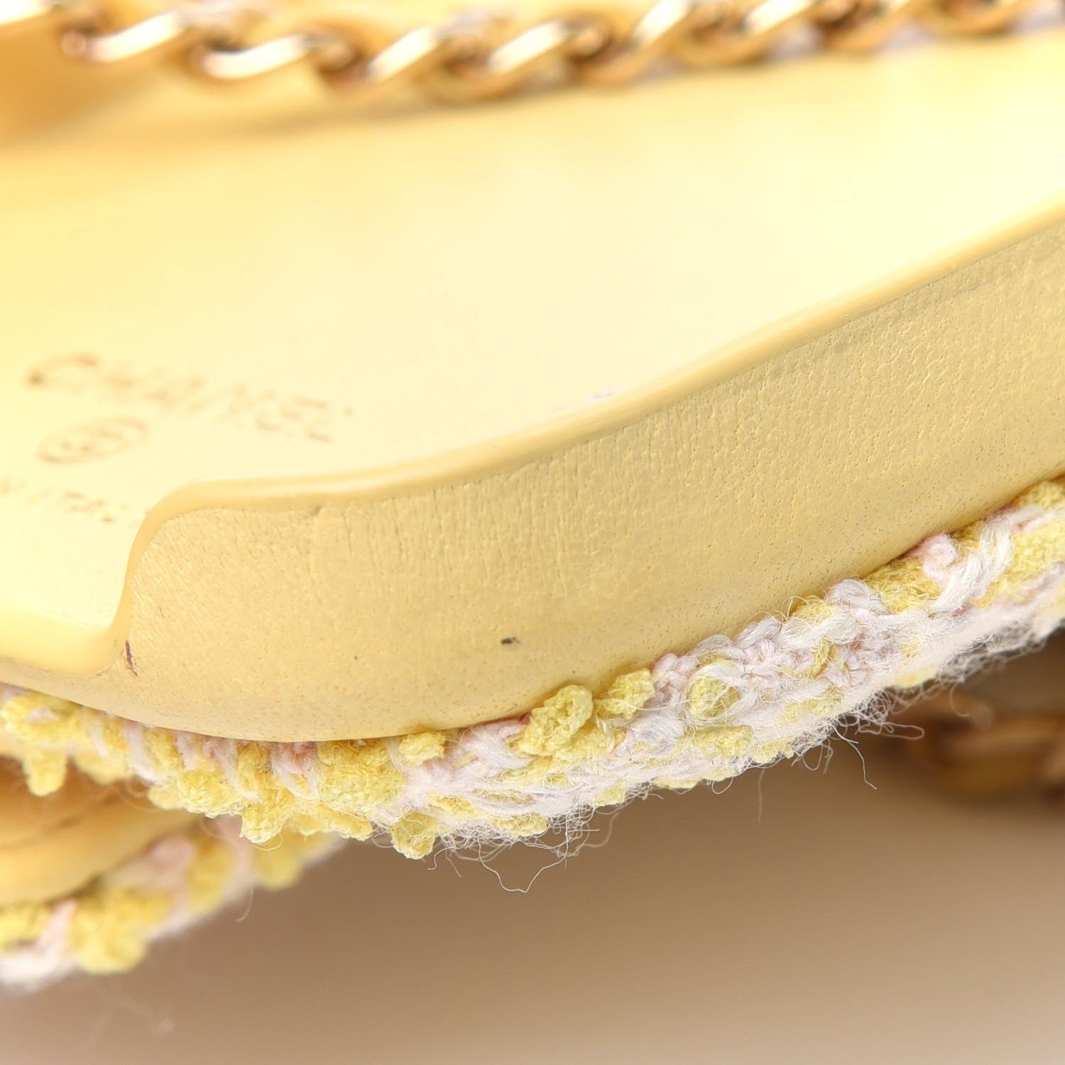 Chanel Tweed Quilted iPhone XII Pro Max Case With Chain Yellow Pink 11 of 13