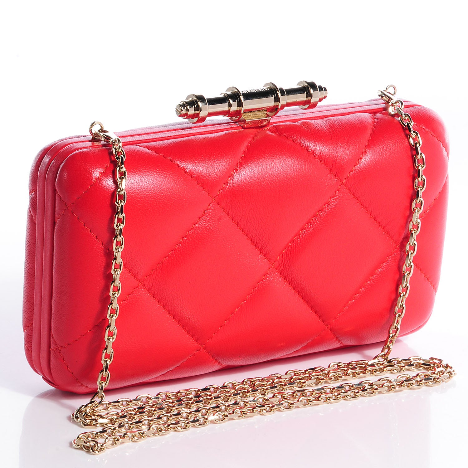 Givenchy Lambskin Quilted Obsedia Minaudiere Clutch Red 3 of 7