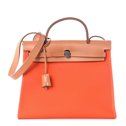 Hermes Vache Hunter Toile Herbag Zip 31 PM Capucine Fauve 2 of 11