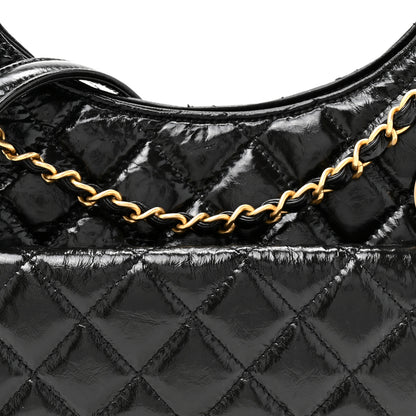 Chanel Shiny Crumpled Calfskin Quilted Wavy CC Hobo Black 8 of 10