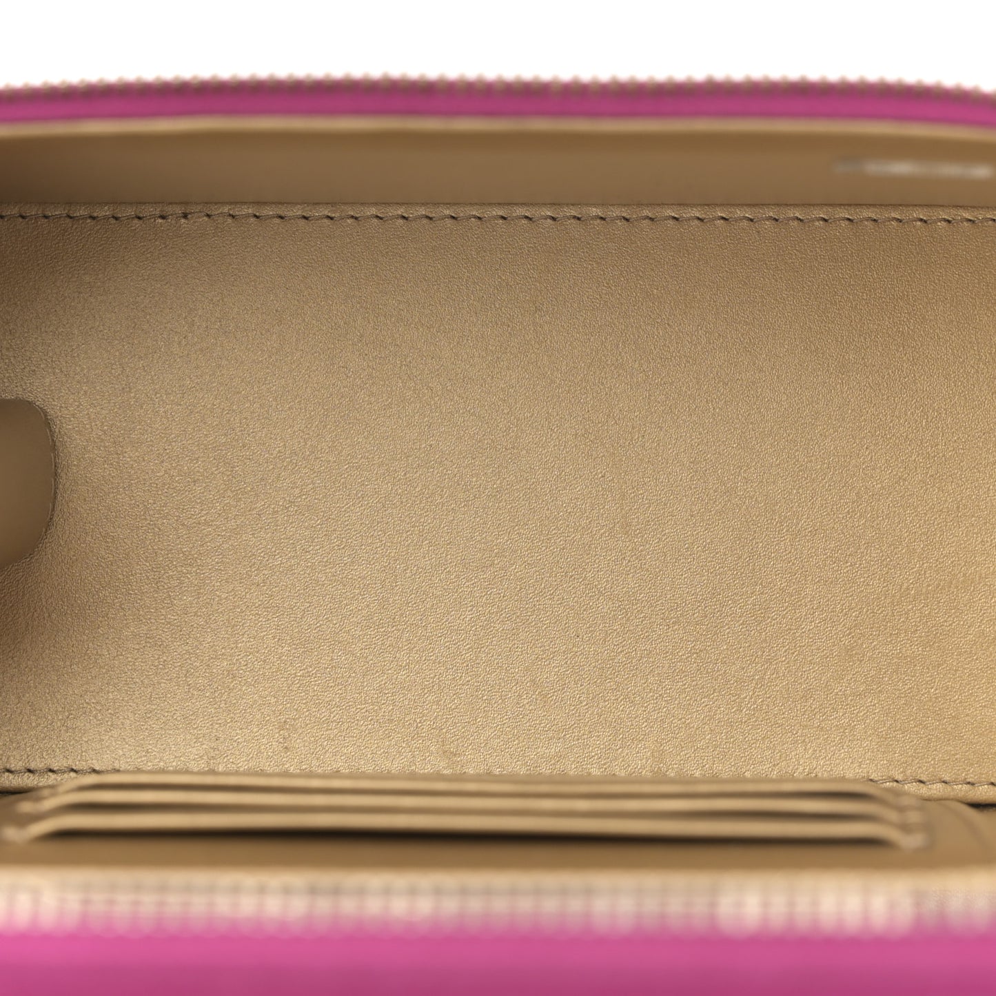 Lambskin Quilted Small Pearl Crush Vanity Case With Chain Fuchsia