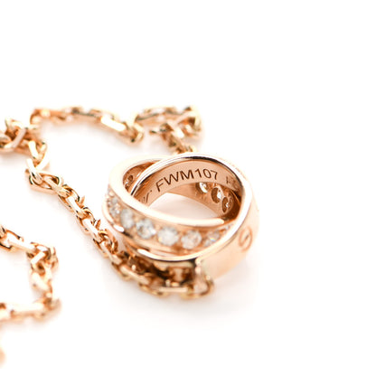 Cartier 18K Pink Gold Diamond Interlocking LOVE Necklace 4 of 5