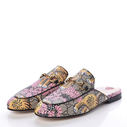 Gucci GG Supreme Monogram Bengal Womens Princetown Slippers 36.5 Beige Crop Pink 3 of 8