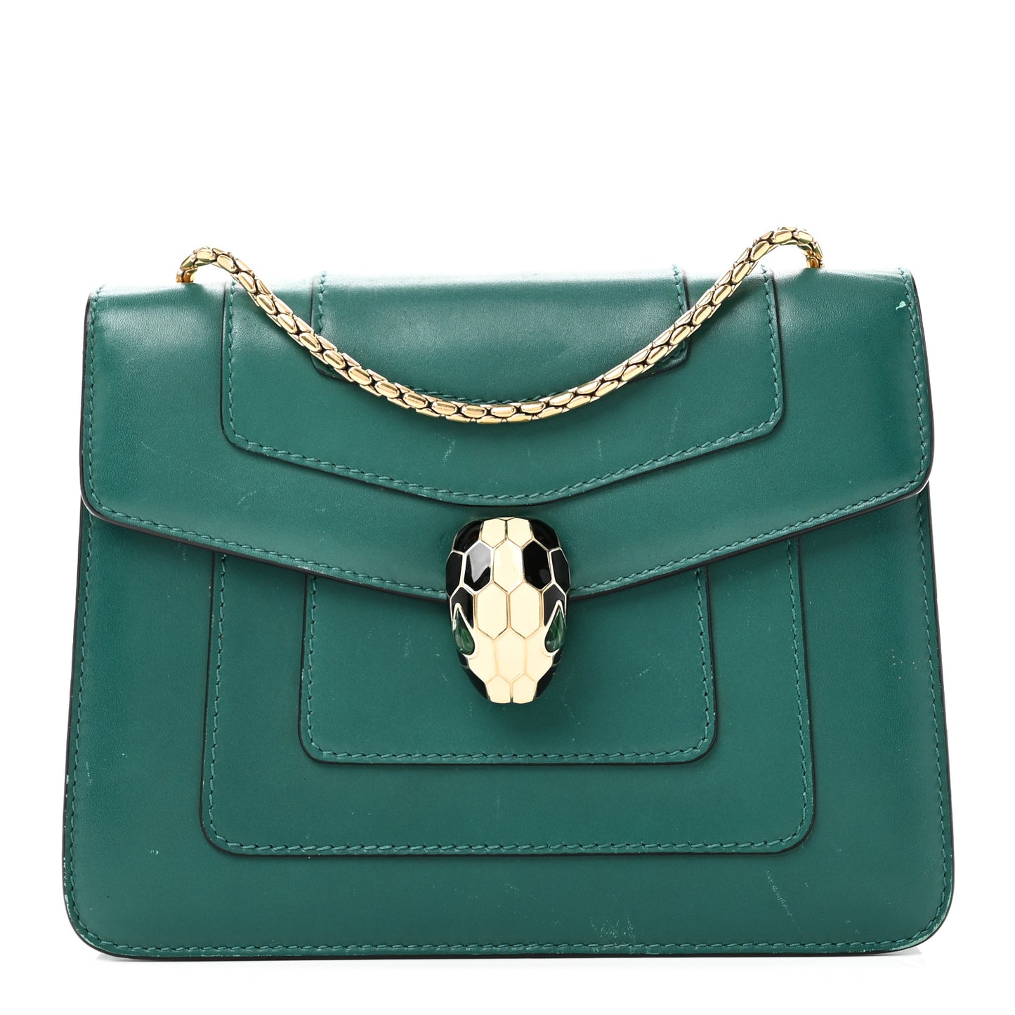 Calfskin Small Serpenti Forever Snake Strap Crossbody Bag Emerald Green