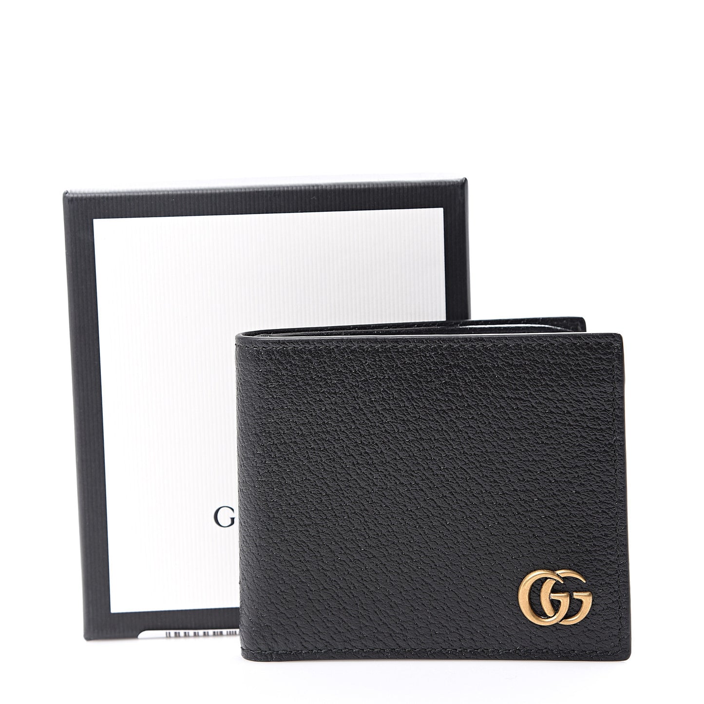 Calfskin Boar Effect GG Marmont Bi-Fold Wallet Black