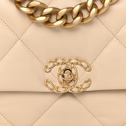 Chanel Goatskin Quilted Large Chanel 19 Flap Beige 8 of 10