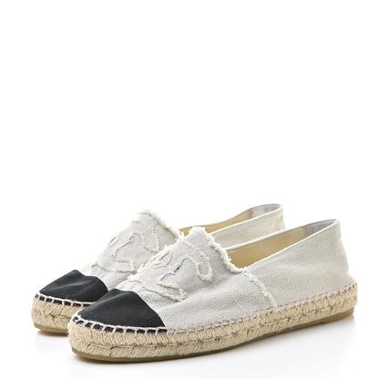 Chanel Linen CC Espadrilles 41 Beige Black 3 of 11