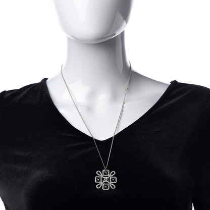 Chanel Crystal Strass Cross CC Necklace Silver 2 of 6