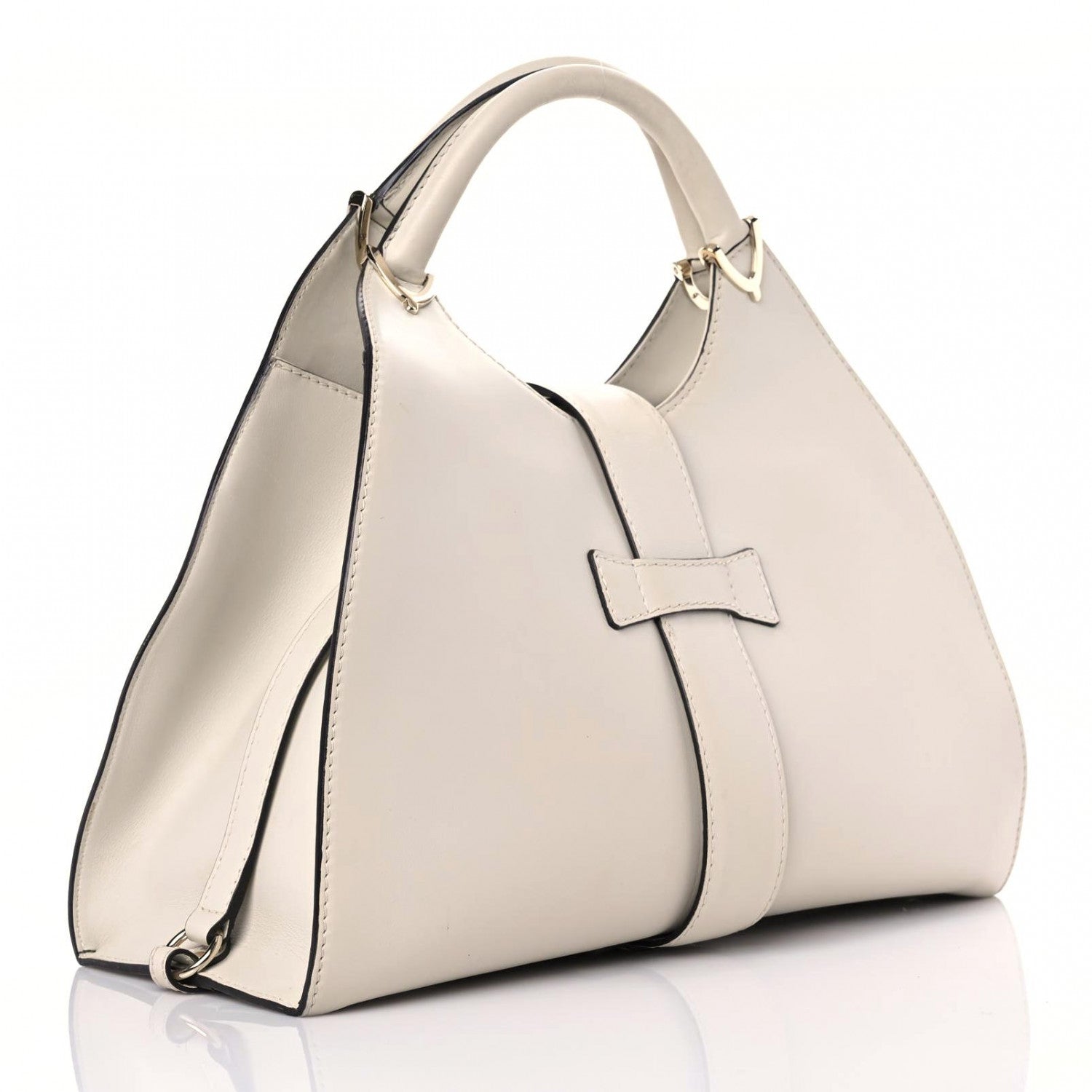 Gucci Calfskin Medium Stirrup Top Handle Bag White 3 of 20