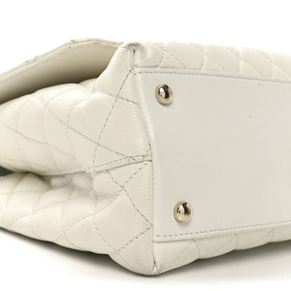Chanel Caviar Quilted Small Coco Handle Flap White 9 of 10