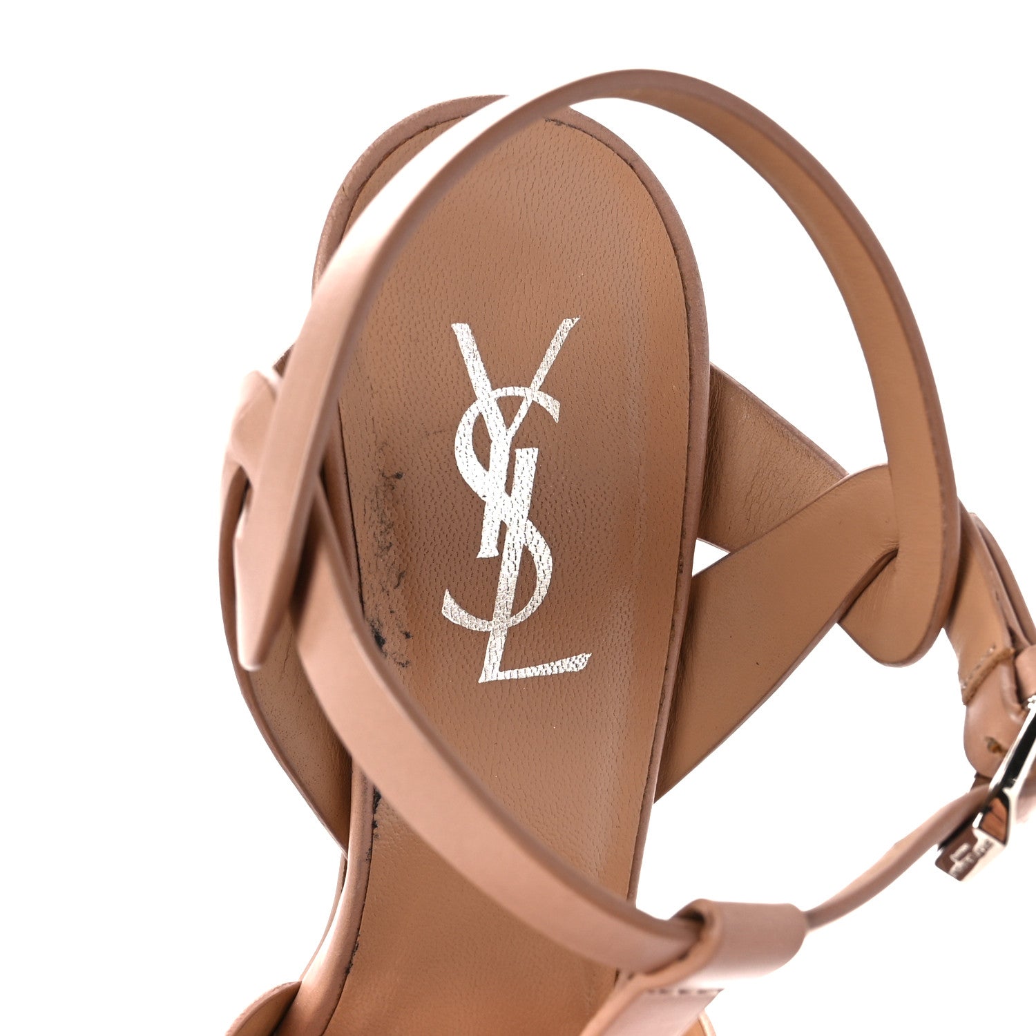 Saint Laurent Calfskin Tribute 105 Platform Sandals 37 Beige 8 of 12