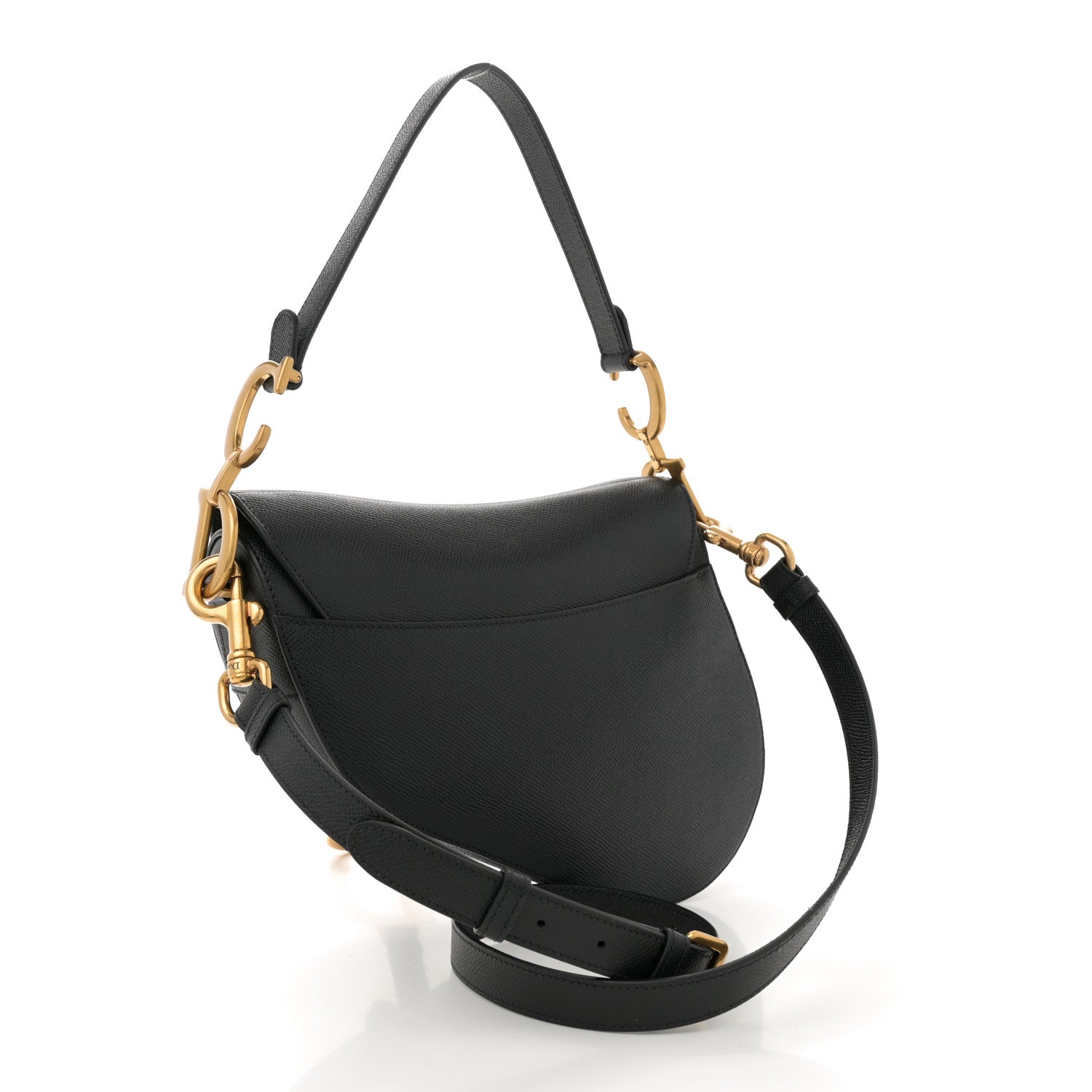 Christian Dior Grained Calfskin Saddle Bag With Strap Black 3 of 10