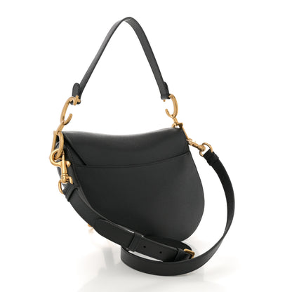 Christian Dior Grained Calfskin Saddle Bag With Strap Black 3 of 10