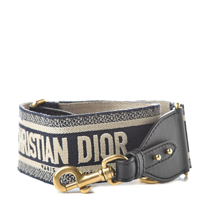 Christian Dior Canvas Embroidered Shoulder Strap Blue 1 of 5