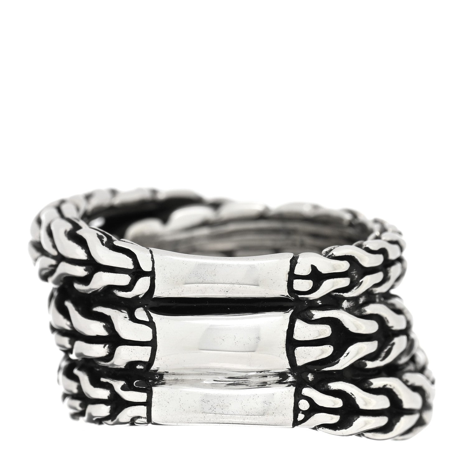 John Hardy Sterling Silver Classic Chain Tiga Overlap Ring 54 7 3 of 4